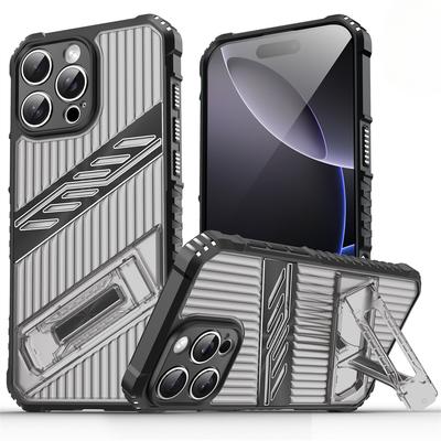 Hülle aus hartem Kunststoff mit Halterung für IPhone 14 13 12 11 Pro Max 15 16 Plus 16E Ständer Airbag Stoßfest Schutzhülle