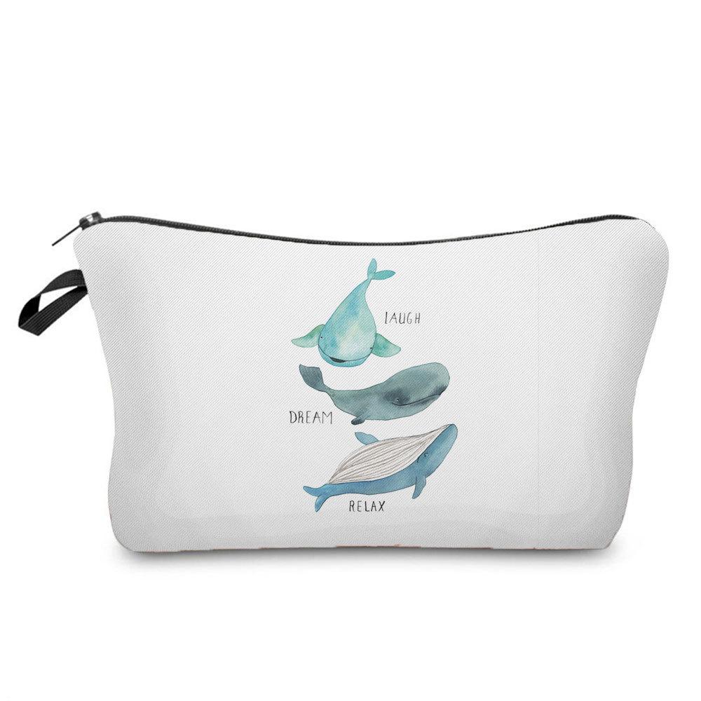 Women Whale Print Cosmetic Bag Toiletries Organize Travel Storage Case 6688