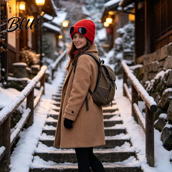 Soft Fleece Lined Snow Proof with Goggles 2Pcs Hats Winter Hat Warm Knit Outdoor Cycling