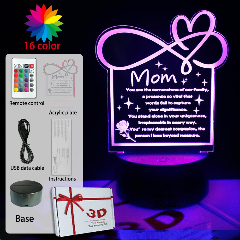 My Best Friend Heart Night Light LED Lamp Touch Remote Room Decor with Inspiring Quote USB/Battery Powered Friendship MOM Gifts