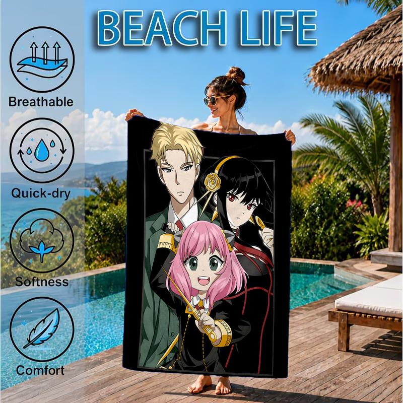 Cute anime spy Famliy Beach Towel, Microfiber Beach Towel, Perfect For Pool, Beach, Travel, Home Decor Beach Party Fan gifts