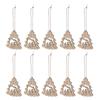 10pcs Wooden Tree Embellishments Wood Christmas Tree Blanks with Twines for Christmas DIY Craft Card Decor