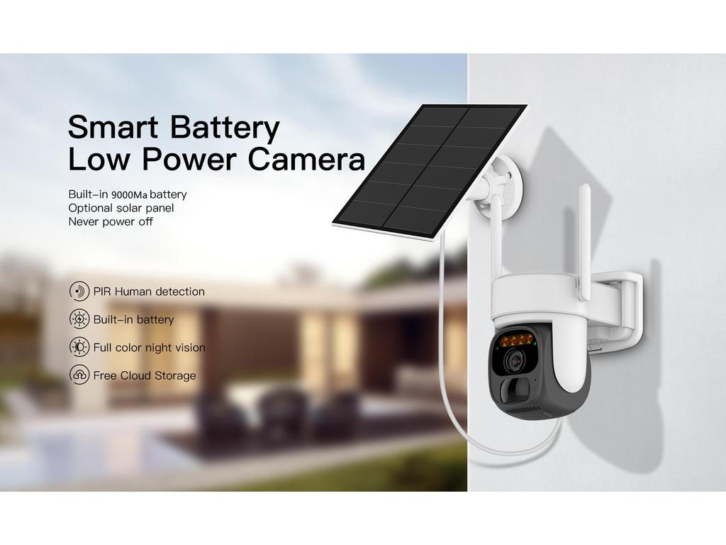 O-KAM 2K Solar-Powered Outdoor Camera: Waterproof, WiFi/4G, Night Vision, Full Color, 360° Rotation.