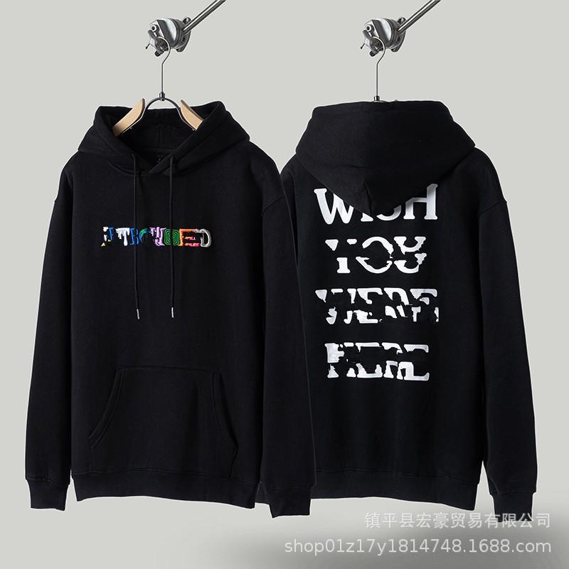 Unisex Oversized Hooded Sweatshirt With Foil Print Streetwear Cotton Pullover Fall