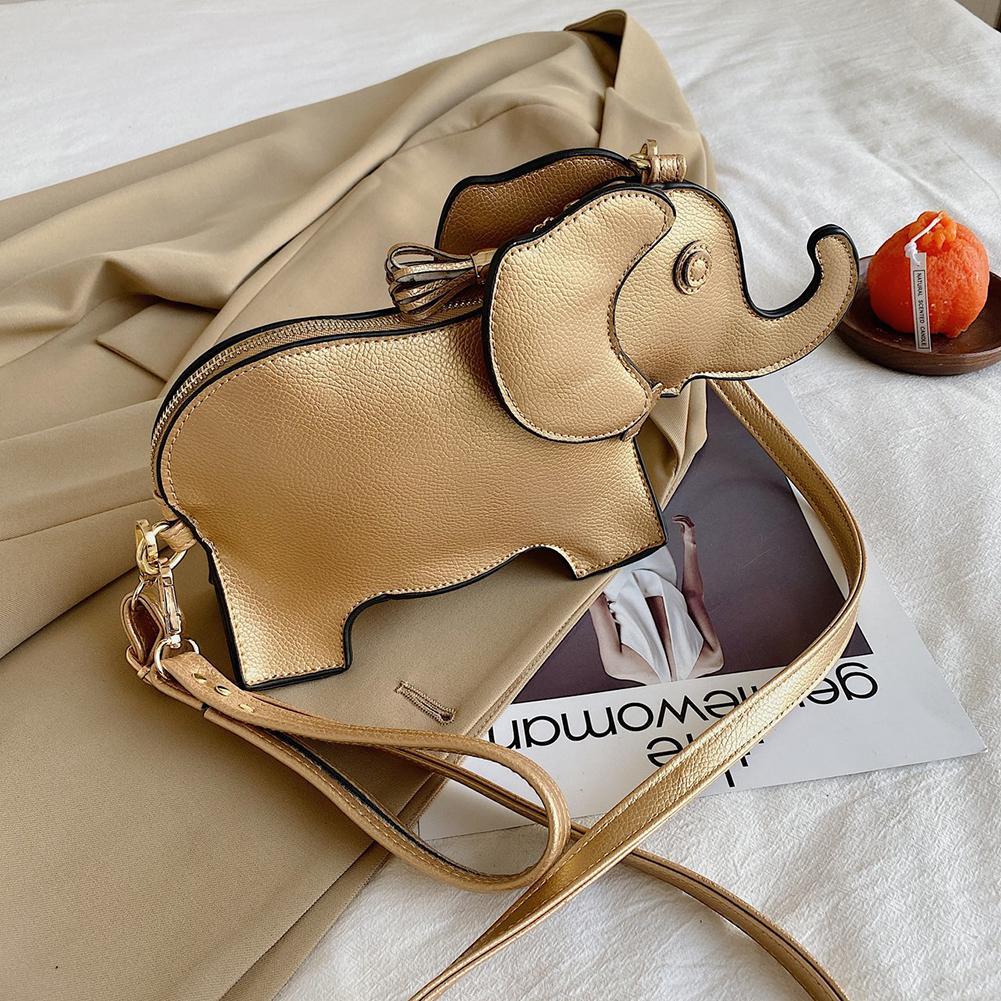 Fashion Women Single Shoulder Crossbody Bag Funny Elephant Shape Solid Color Wallet Mini Wristlet Crossbody Bag