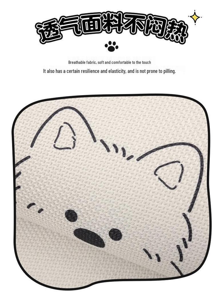 West Highlands Cute Cartoon Cotton Linen Car Seat Cushion for Women - Fits Toyota BZ3, RAV4, Corolla, and Ruifang