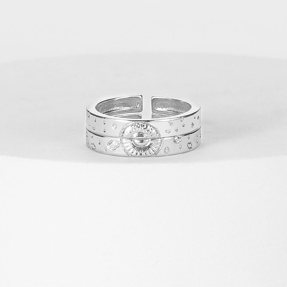 2022 New Fashion Opening 2-piece Ring Engraving Flower Ring Exquisite Jewelry 2-piece Set Couple Set Ring Girl Girlfriend Ring