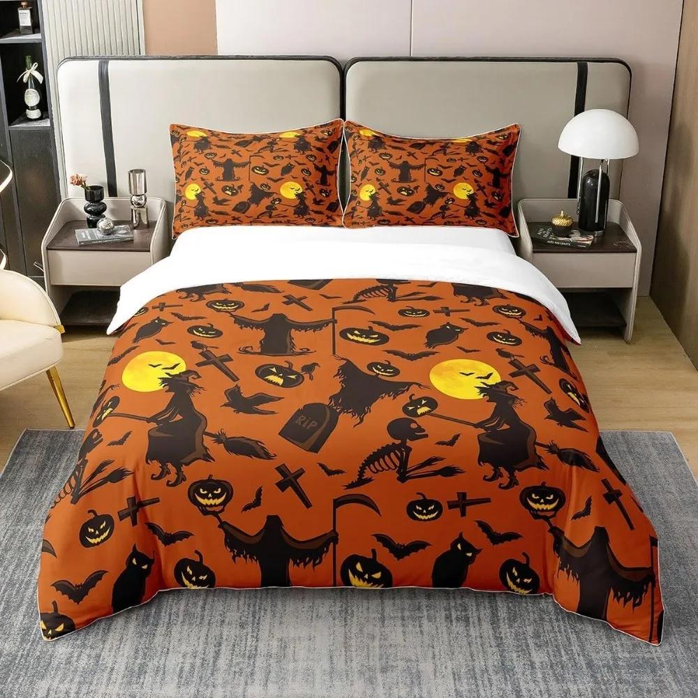

Halloween Bedding Set 3D Digital Printing 2-3 Piece Set (No Core) Suitable for Bedroom Duvet Cover Set Halloween Decor Gift EU Twin(135x200cm)