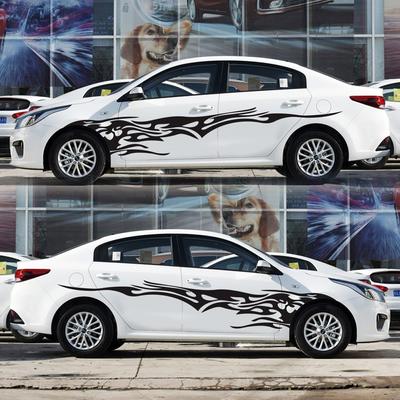 Elegante adesivo in vinile per auto, grafica laterale, elemento fiamma, adesivi per carrozzeria, generico, adesivo da corsa, accessori per auto, stile sportivo