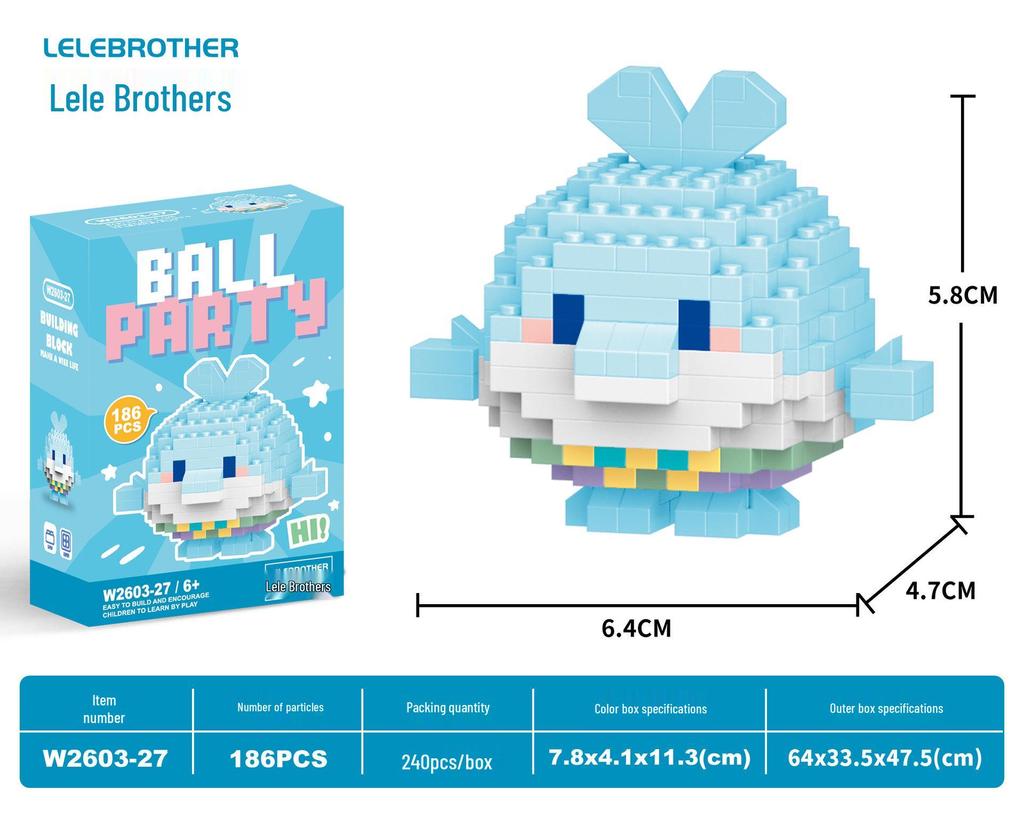 Lele Brothers W2603 Animal Egg Doll Micro Building Blocks for Children's Day Gift