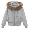 Big fur collar hooded short cotton-padded clothes women's fleece thickened warm jacket winter new cotton-padded jacket small cotton-padded clothes