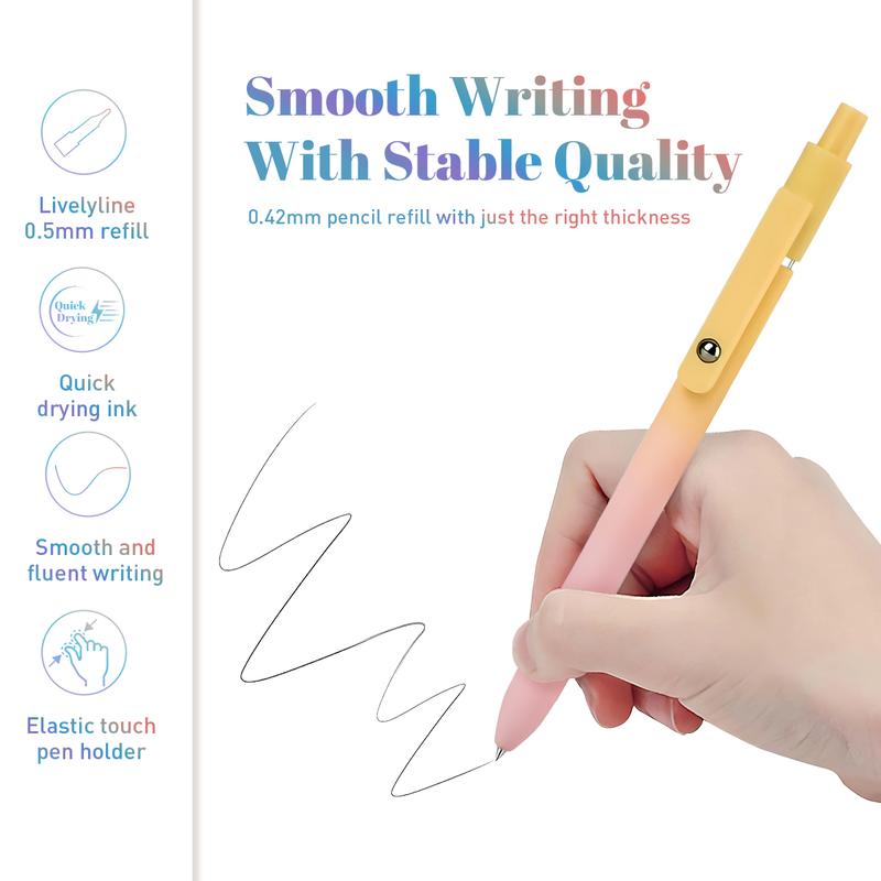 5Pcs Stress Relief Carbon Gel Pens Set High Value Rainbow Press Type Quick Drying for Students Nurses Journal Office Supplies