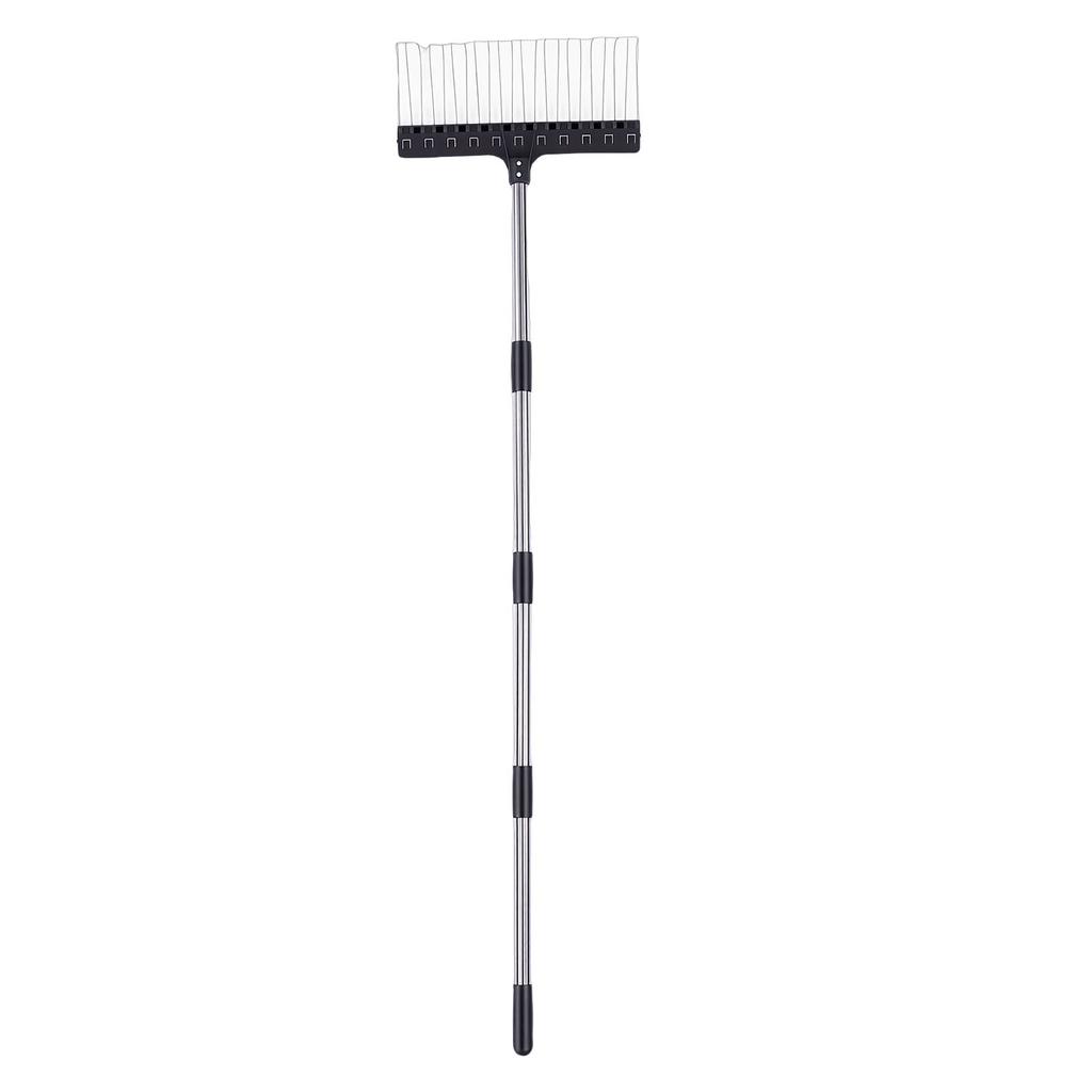 Laubrechen 22 Zinken 16,3 Zoll Breit Stahl Draht Gartenrechen mit 5,2FT Griff für Rasen Garten Mulch Rasenfilz
