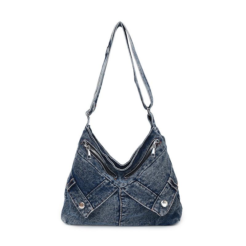 Trendy Y2k Denim Shoulder Bags for Women Large Capacity Multi-Pocket Ladies Crossbody Bag Versatile College Girls Handbag Tote