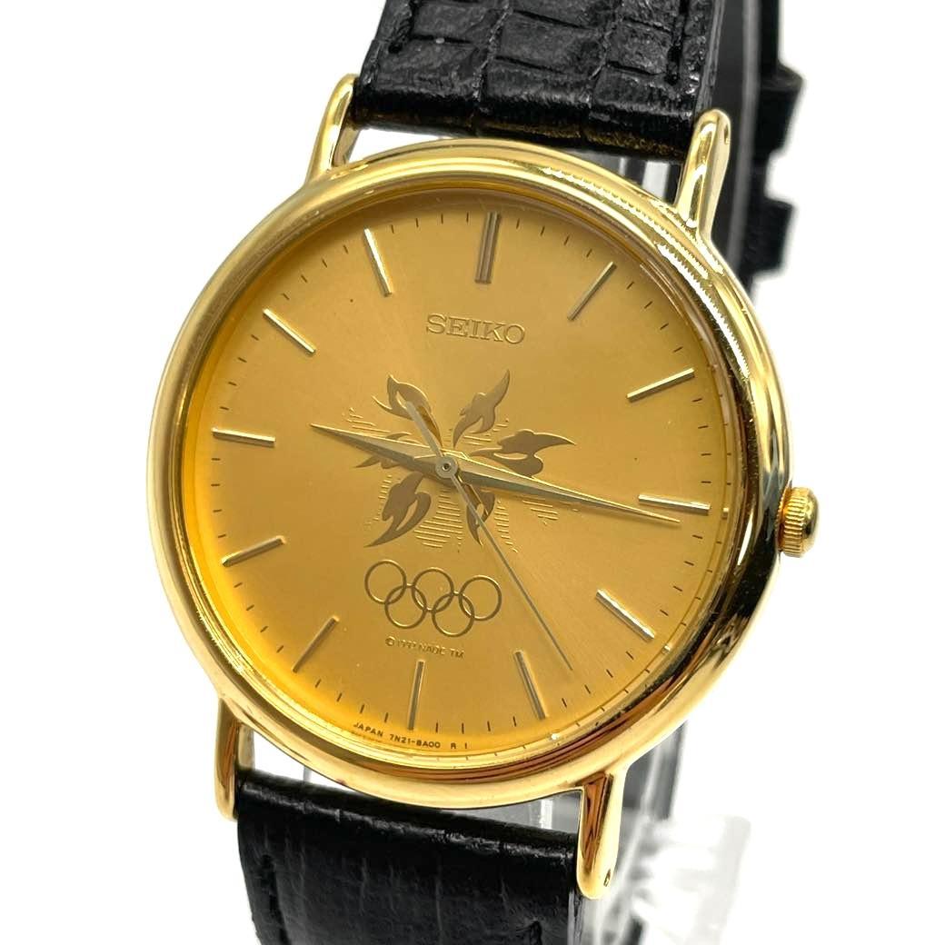 

[USED] Immovable SEIKO Olympic 7N21-8A00 Nagano Olympics Wristwatch