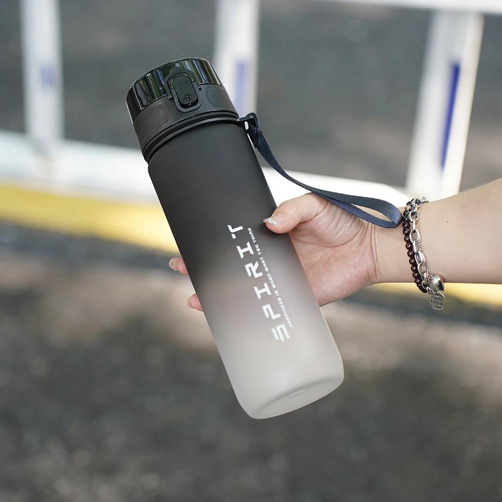 500-1000ML Sports Water Bottle, Frosted Gradient Color Drinking Cup with Handle, Ideal for Gym Outdoor Activities Camping