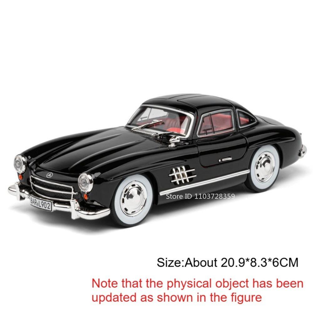1:24 Kevers 300SL Model Speelgoed Vintage Auto's Metaal Diecast Verfijnd Interieur Schokdemping Geluid Licht Deuren Openen Decoraties