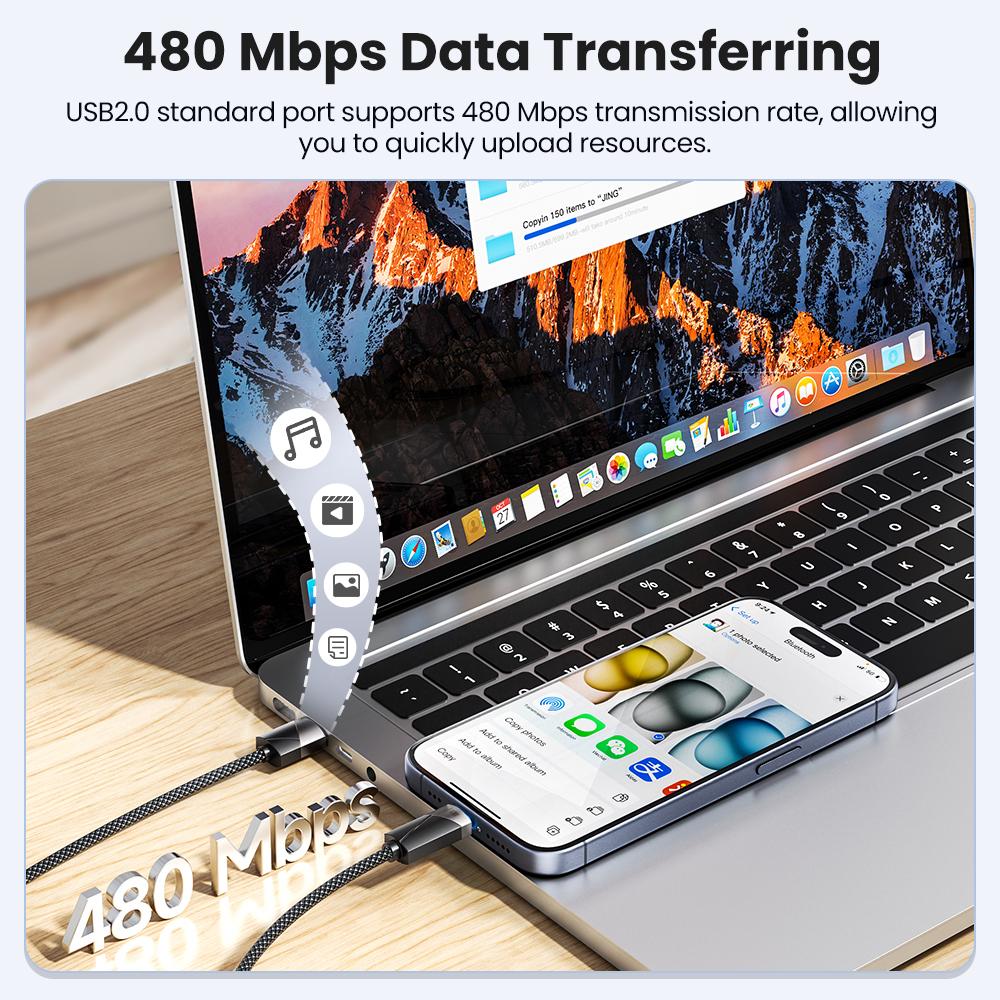 Toocki 3Pack 3A USB Type C Cable Automatic Power-Off Fast Charging Type C Cable for iPhone 17 16 Smausng Xiaomi Huawei Realme