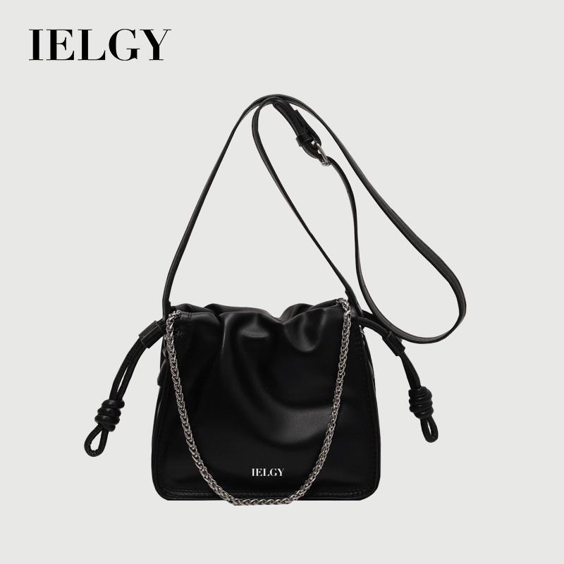 IELGY Exquisite Pleated Crossbody Bag with Adjustable Drawstring