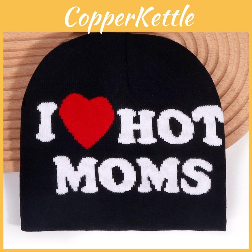Hot I Moms Letter Pattern Knit Hat For Winter Outdoor Warm Cap Gift Fashion