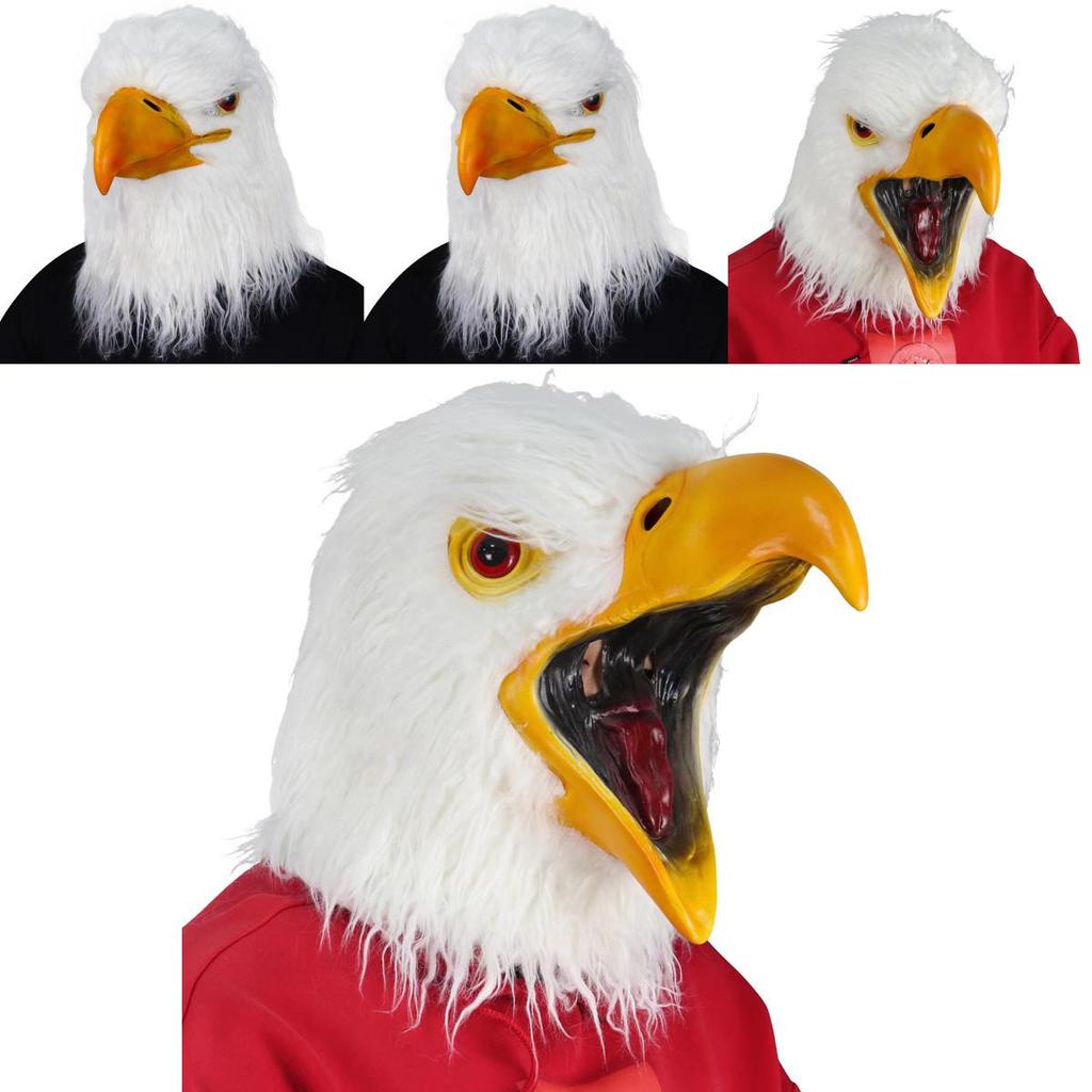 Halloween Tiermaske mit Latexmaterial Weißer Kopf Adler für Kostümdeko