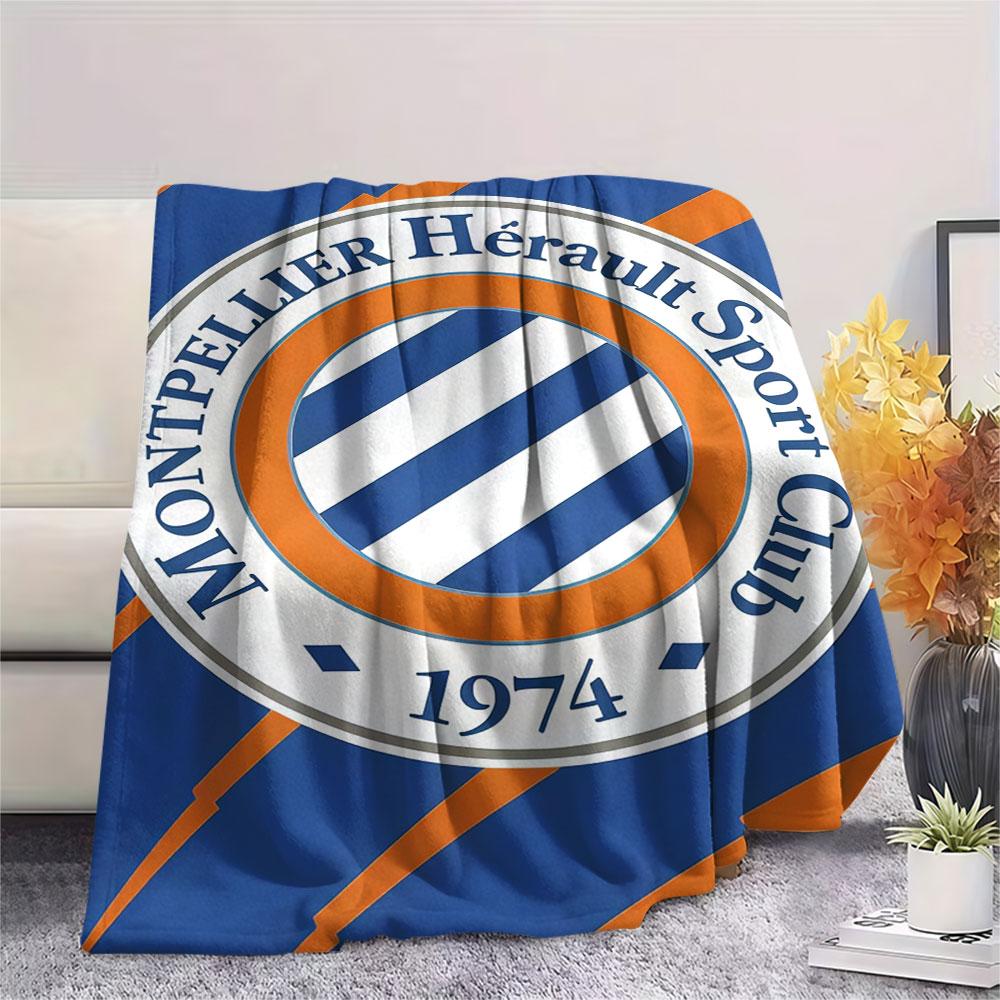 Montpellier HSC Logo FlAannel Blanket, High Quality Comfortable for All Seasons, Home Decor, Warmth and Comfort