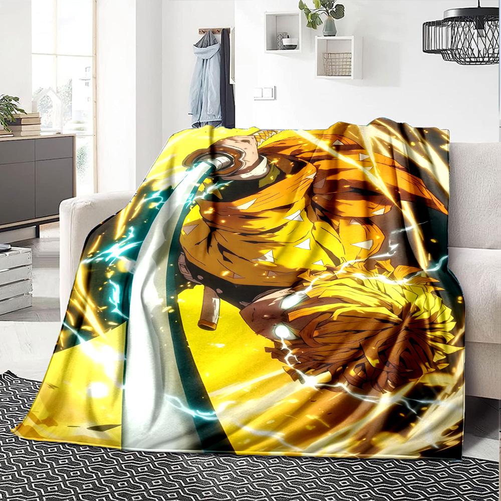 1pc Agatsuma Zenitsu Blanket, Gift, for Men and Women, Soft Blanket, Good for Sofa Bed Couch Travel, Lightweight Flannel Blanket