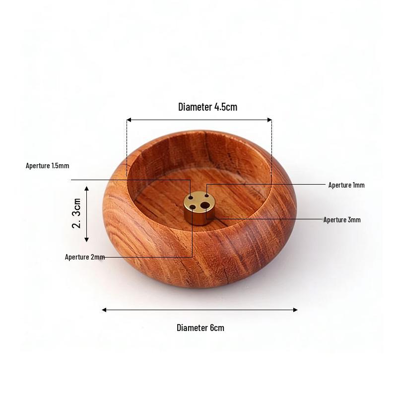 Natural Solid Wood Multi-hole Incense Holder - Sandalwood Mini Burner for Indoor Use Red Rosewood / Rubberwood