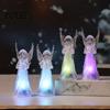 Decorative Crystal Angel Guardian Night Light, Small Prayer Reading Playing Music Desktop Ambient Lighting Figurine with LED Light for Desk,