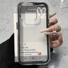 Simple White Heart Pattern 2 in 1 Candy Color Clear Phone Case For iPhone 11 12 13 14 15 16 17 Pro Max Plus Air Silicone Cover