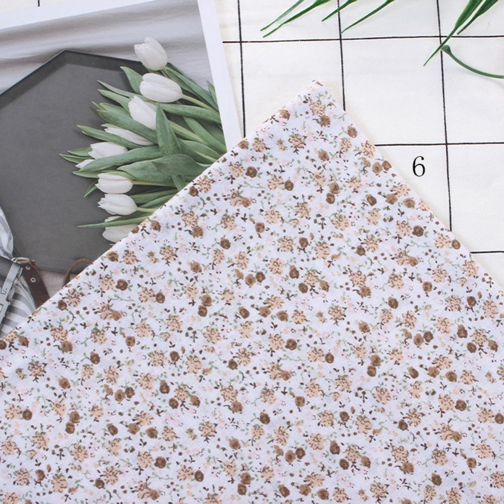 7Pcs Cotton Pre-cut Fabric Coffee Dot Floral Design Polka Dot Cloth Hand Sewing Creation