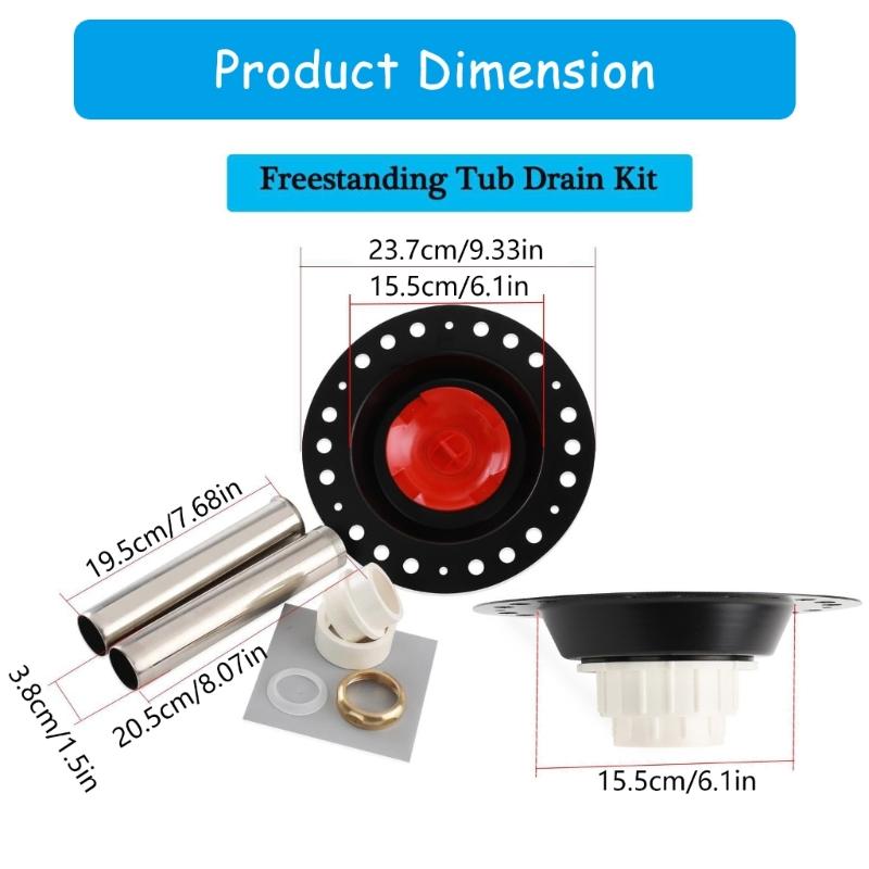 Tail Pipe Bath Drain Rough in set  Bathtub Drain Installation Floor Mount Tub Drain Rough for Freestanding Bathtubs