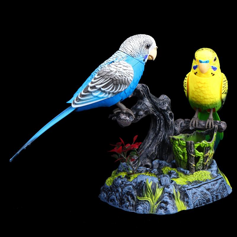 Electronic Sound Activated Motion Sensor Singing Parrot Toy With Realistic Chirping And Moving Actions For Home Decoration