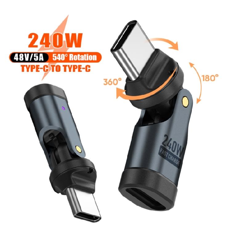 Space Optimized USB C Adapter 540°Adjustable Angle 240W Fast Charging 480Mbps Data Transfer Type C Extender Converters