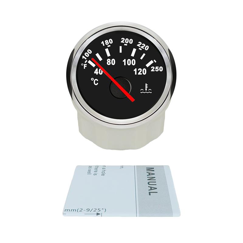 ELING 52mm Water Temp Meter Temperature Gauge Indicator for Engine Motorcycle RV Auto Yacht Boat 12V 24V With Red Backlight