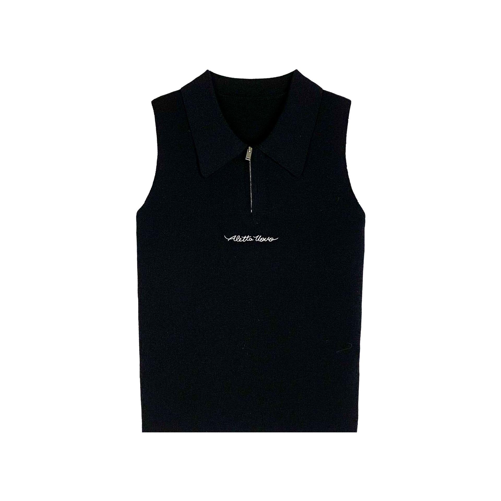 Shisanhang Women s Spring Lapel Half-Zip Embroidered Vest One Size чёрный