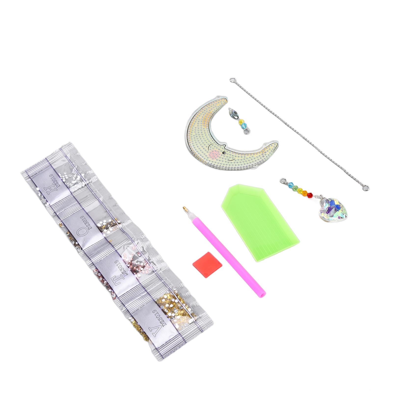 Rhinestone Painting Cute Moon Pattern Rhinestones Chain DIY Holiday Gifts for Decorative Pendant