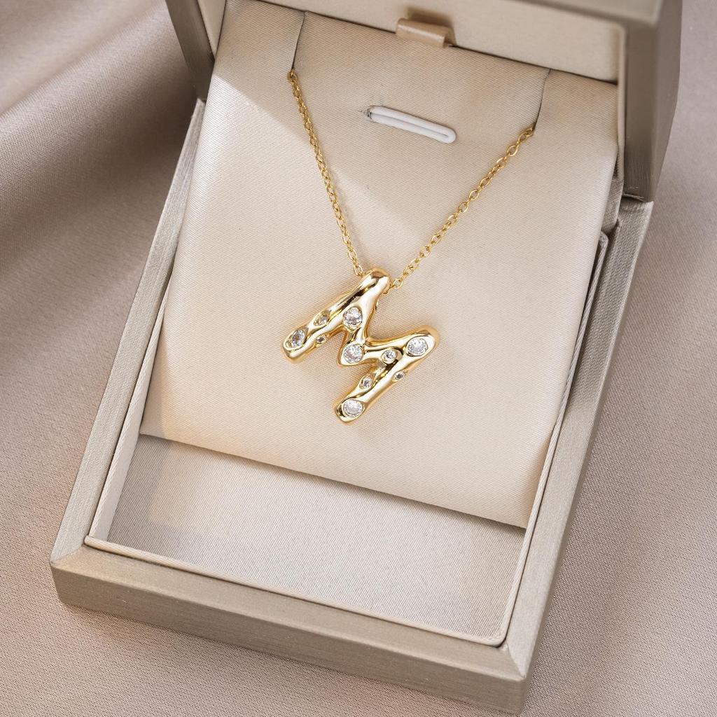 Women's Colorful English Alphabet Necklace - Simple & Trendy Design in Titanium Steel