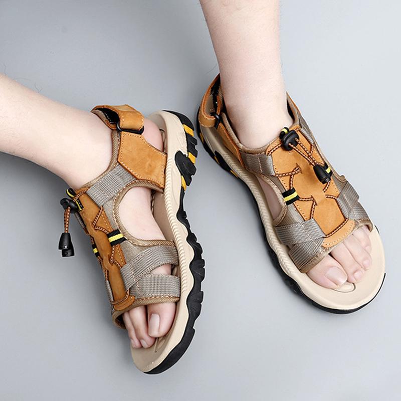 Sandals for Men In Large Size, Trendy Outdoor Sports Leather Sandals and Slippers, Breathable and Versatile Summer Casual Beach Shoes