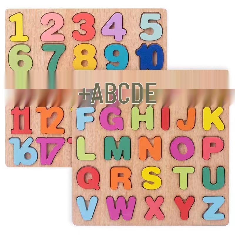 Wooden Alphabet & Number Jigsaw Puzzle Educational Toy for Young Children