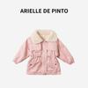 French Arielle De Pinto Girls' Fleece-Lined Jacket for Autumn and Winter, Cute Style Parka Jacket for Young Ladies