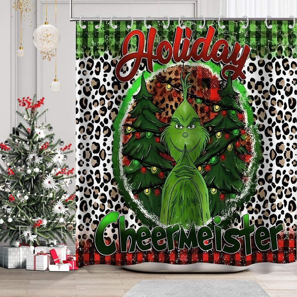 Christmas Cartoon Bathroom  Shower Curtain  Waterproof Fabric Bathroom Curtain With 12 Hooks Sunflower Home Deco Free Ship