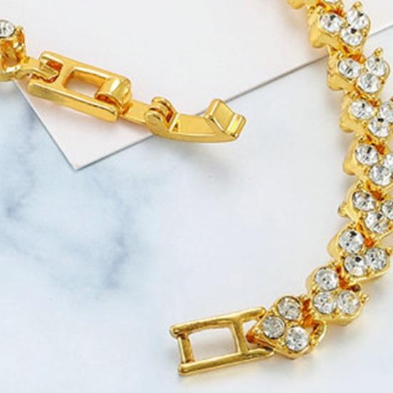 Women Bracelet Buckle Design Retro Style White Black Faux Crystal Heart Shape Cubic Zirconia Formal Occasion