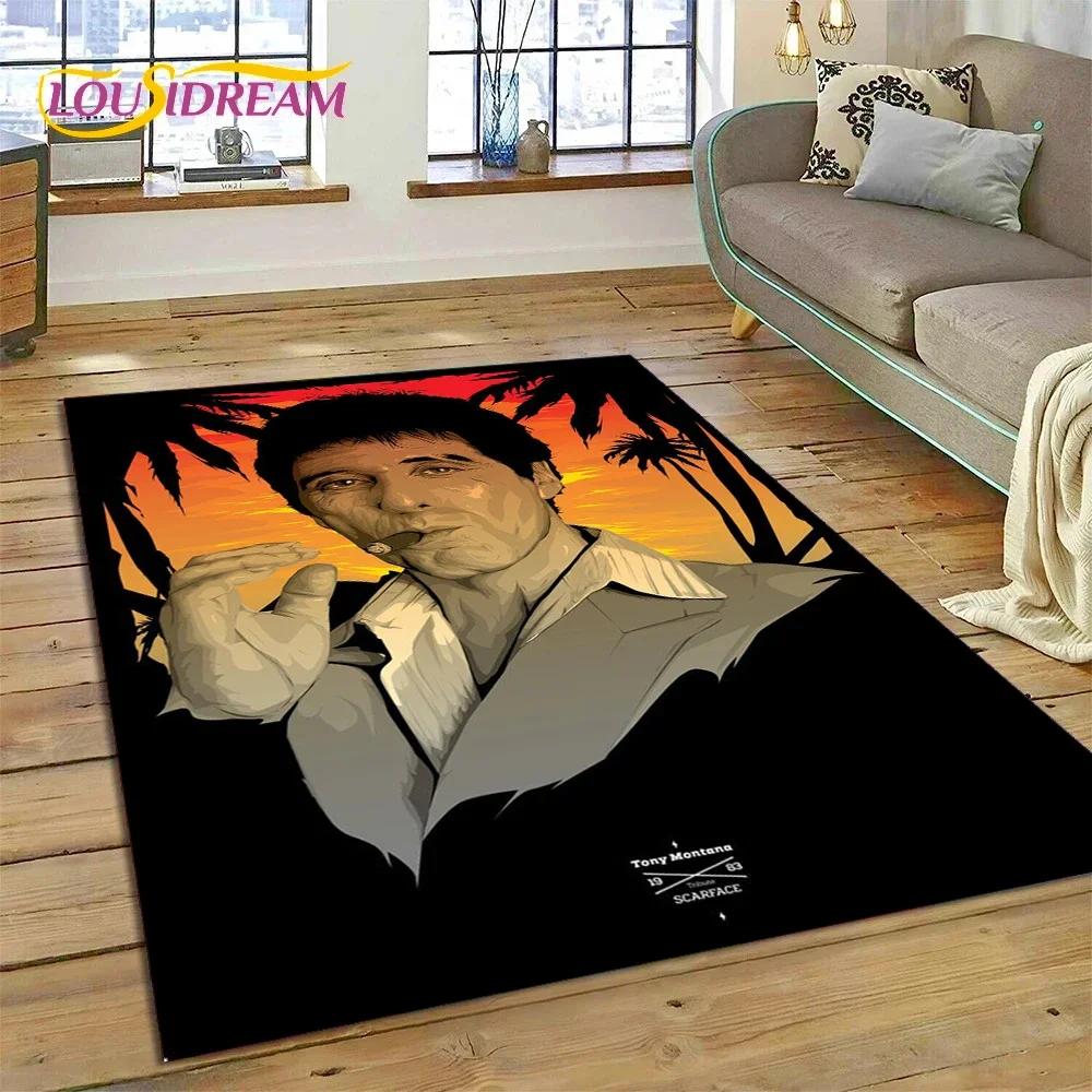 Scarface Tony 3D Printing Movie Carpet Rug for Bedroom Living Room Home Sofa Decoration,Children Game Large Decor Floor Mat Gift