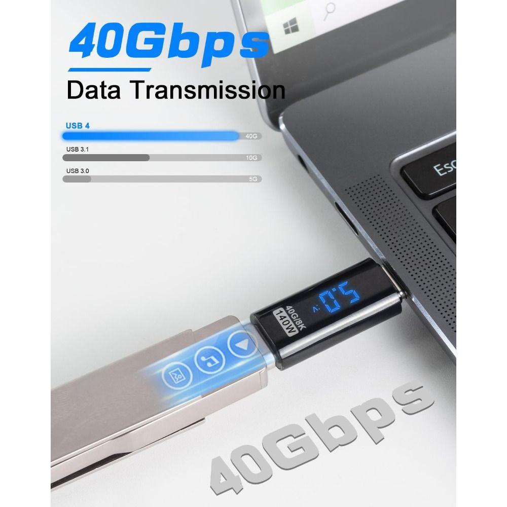 Adaptateur USB-C PD 140 W Affichage LED numérique Testeur de compteur de puissance pour convertisseur iOS Téléphone portable