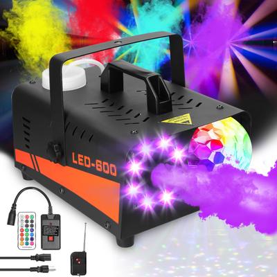 Automatic Strobe Light Fog Machine 600W Fog Sprayer with 8 LED Lights 13 Colors Adjustment and