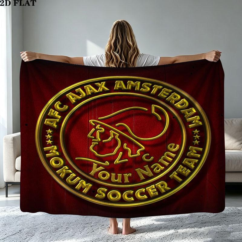 1PC AFC Ajax Custom Name Patterned Flannel Blanket Suitable For All Seasons for Home Decor Warmth and Comfort Gifts Holiday Present
