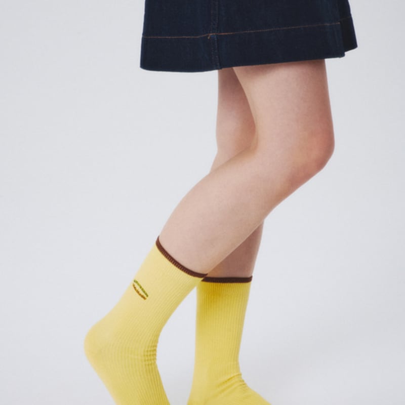I Hate Monday [IHM250306] Daily Logo Socks Yellow