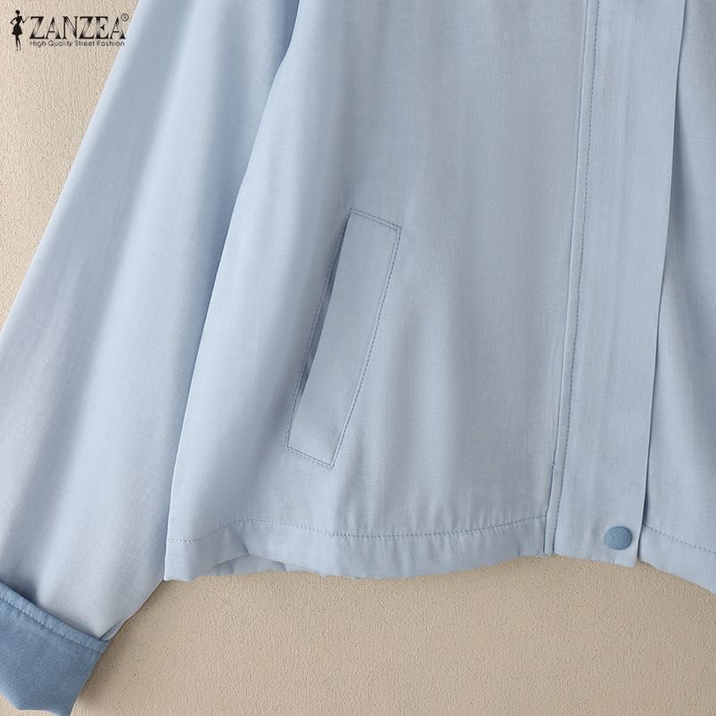 ZANZEA Women Turn Down Collar Casual Long Sleeve Blouse