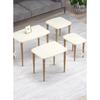 Rolls Mdf And Lacquer Paint, Cream 4 Nesting Table Set, Natural Varnished Hornbeam Legs